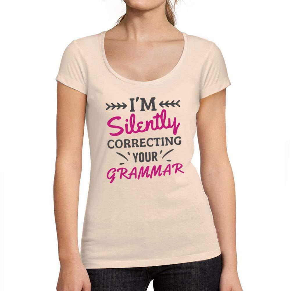 Tee-Shirt Femme col Rond Décolleté I'm Silently Correcting Your Grammar Rose Crémeux