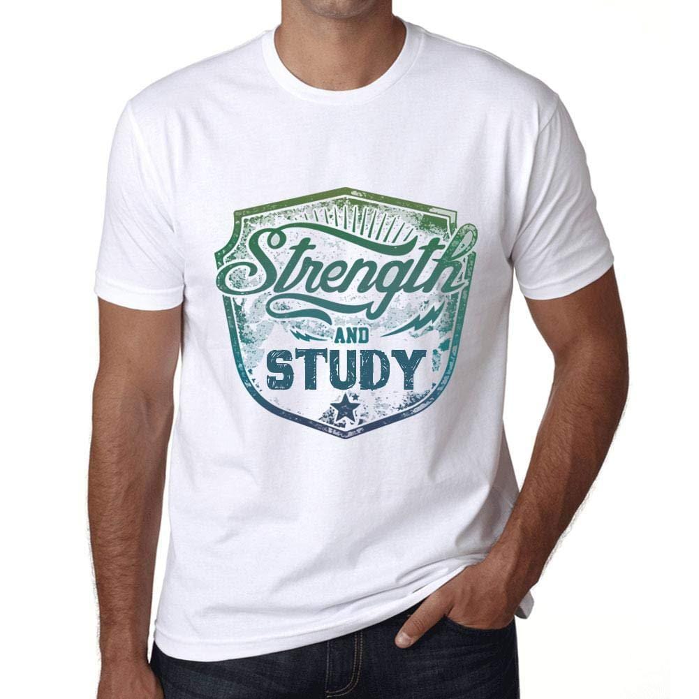 Homme T-Shirt Graphique Imprimé Vintage Tee Strength and Study Blanc