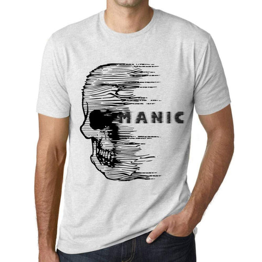 Homme T-Shirt Graphique Imprimé Vintage Tee Anxiety Skull Manic Blanc Chiné