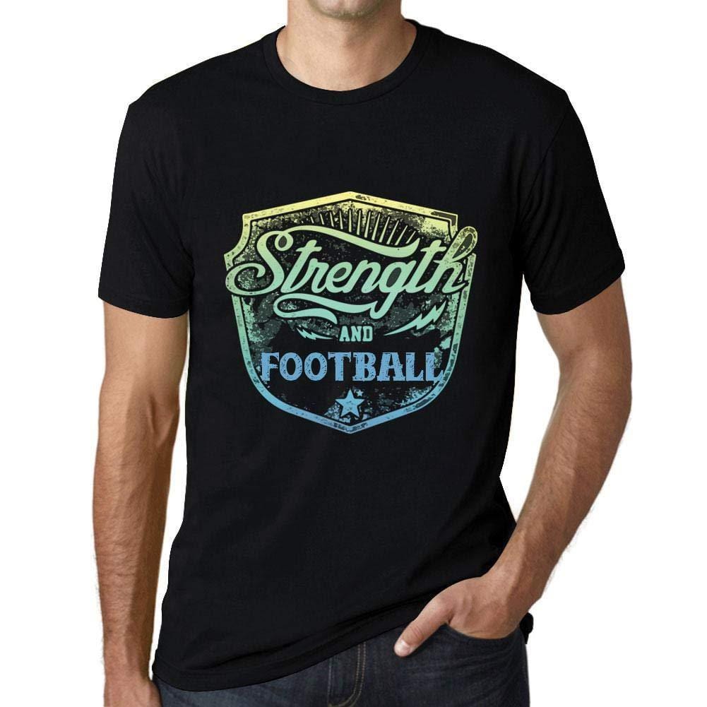 Homme T-Shirt Graphique Imprimé Vintage Tee Strength and Football Noir Profond