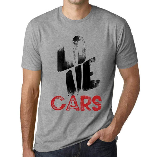 Ultrabasic - Homme T-Shirt Graphique Love Cars Gris Chiné