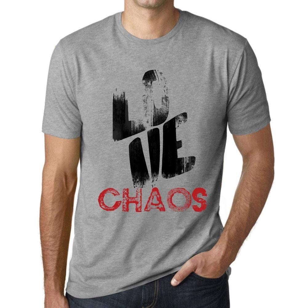 Ultrabasic - Homme T-Shirt Graphique Love Chaos Gris Chiné