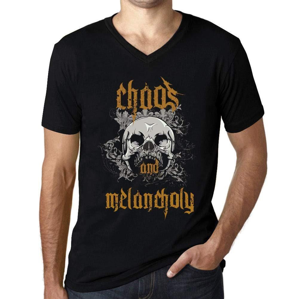Ultrabasic - Homme Graphique Col V Tee Shirt Chaos and Melancholy Noir Profond
