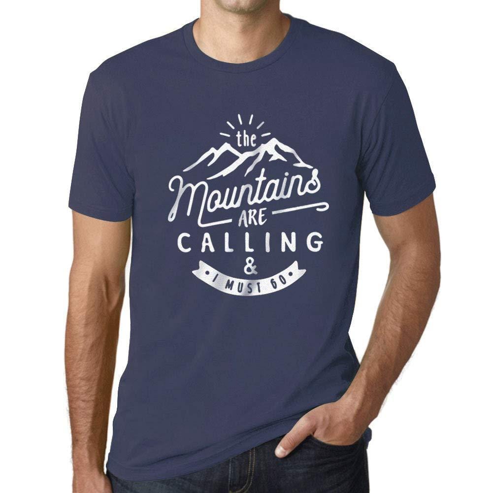 Ultrabasic - Homme T-Shirt Graphique The Mountains are Calling Denim