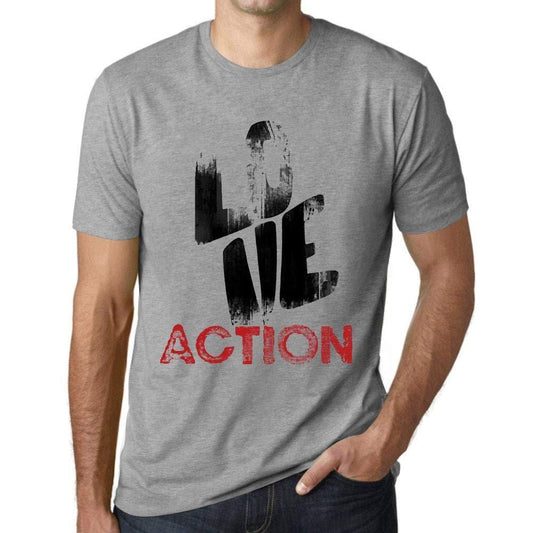 Ultrabasic - Homme T-Shirt Graphique Love Action Gris Chiné