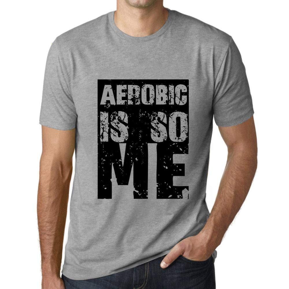Homme T-Shirt Graphique Aerobic is So Me Gris Chiné