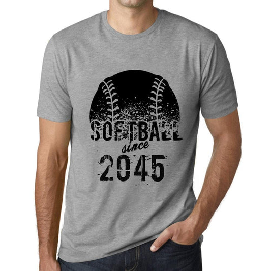 Men&rsquo;s Graphic T-Shirt Softball Since 2045 Grey Marl - Ultrabasic