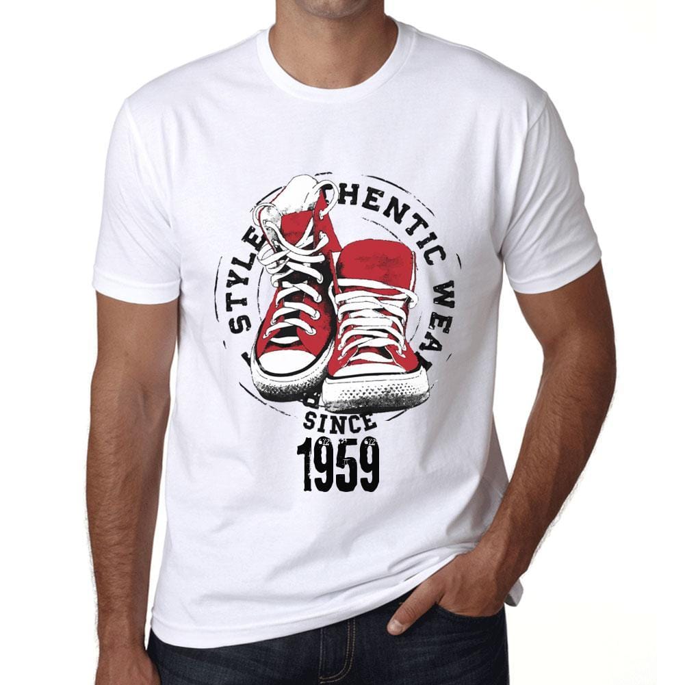 Men&rsquo;s Vintage Tee Shirt Graphic T shirt Authentic Style Since 1959 White - Ultrabasic