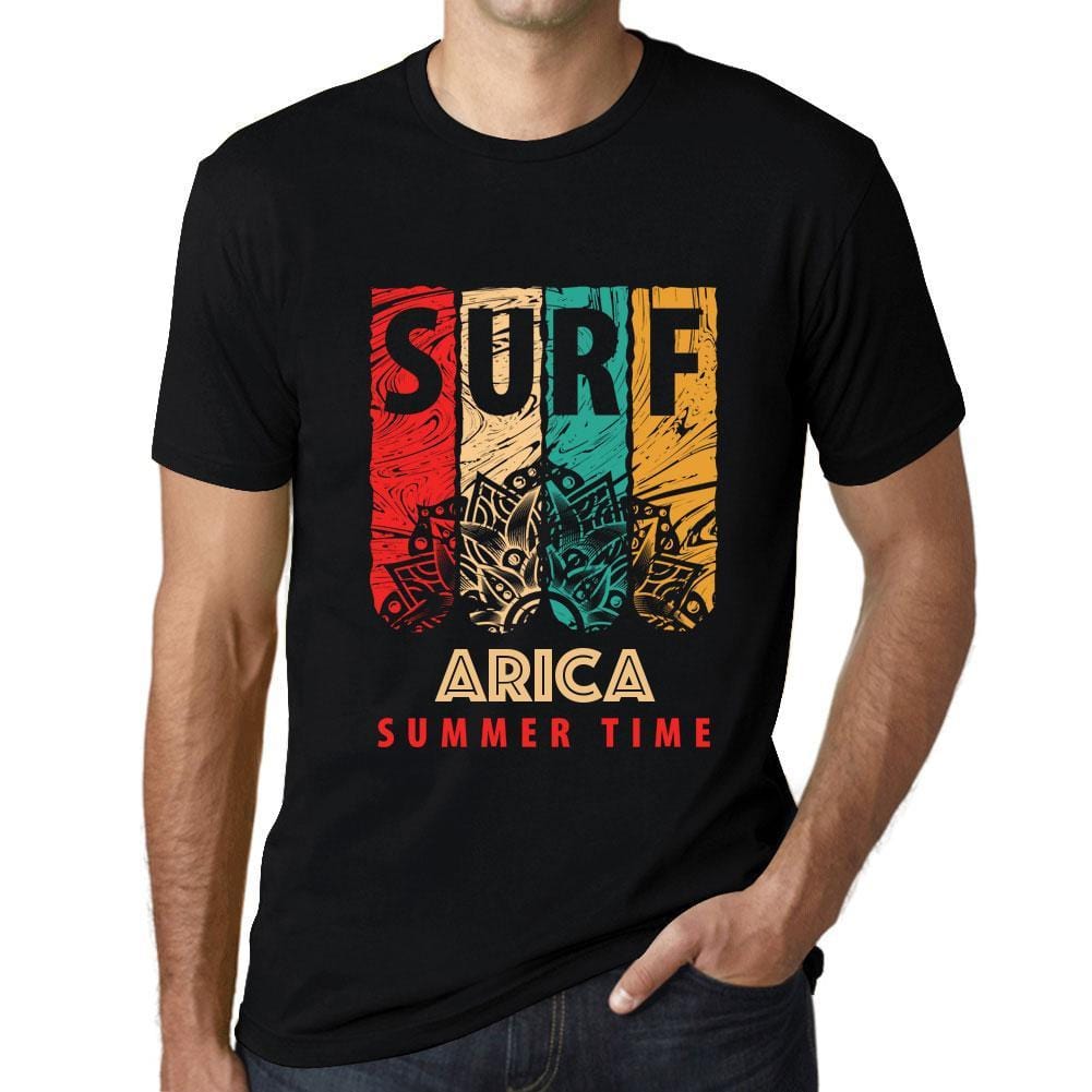 Men&rsquo;s Graphic T-Shirt Surf Summer Time ARICA Deep Black - Ultrabasic