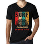 Men&rsquo;s Graphic T-Shirt V Neck Surf Summer Time CADAQUES Deep Black - Ultrabasic