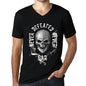 Men&rsquo;s Graphic V-Neck T-Shirt Never Defeated, Never FAR Deep Black - Ultrabasic