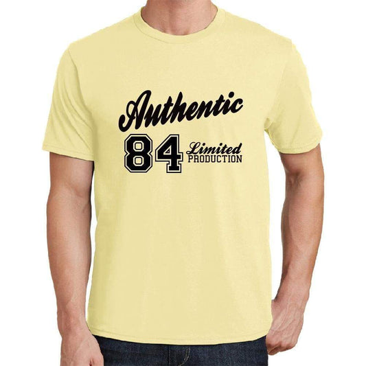 84 Authentic Yellow Mens Short Sleeve Round Neck T-Shirt - Yellow / S - Casual