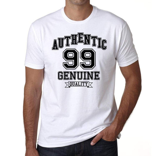 99 Authentic Genuine White Mens Short Sleeve Round Neck T-Shirt 00121 - White / S - Casual