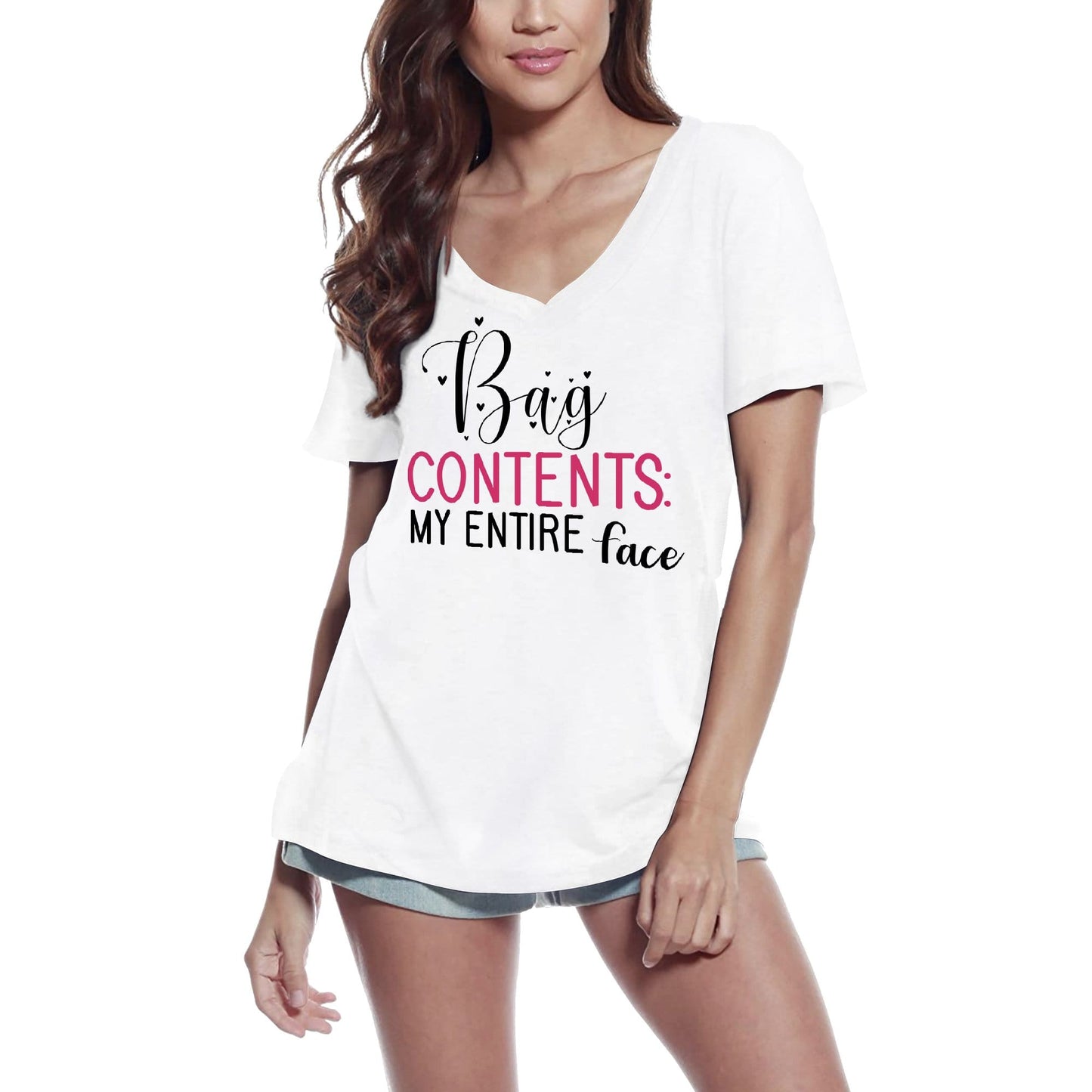 ULTRABASIC Women's Novelty T-Shirt Bag Contents My Entire Face - Make Up Quote