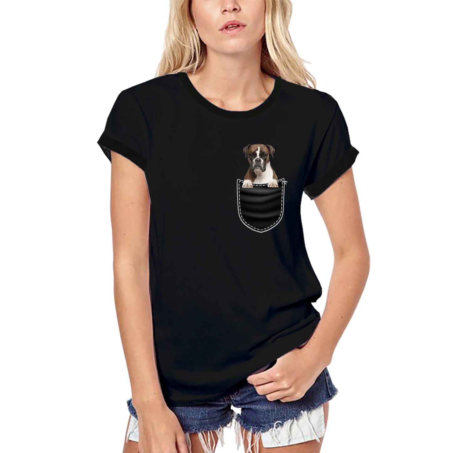 ULTRABASIC Graphic Women's T-Shirt Boxer - Cute Dog In Your Pocket - Vintage Shirt