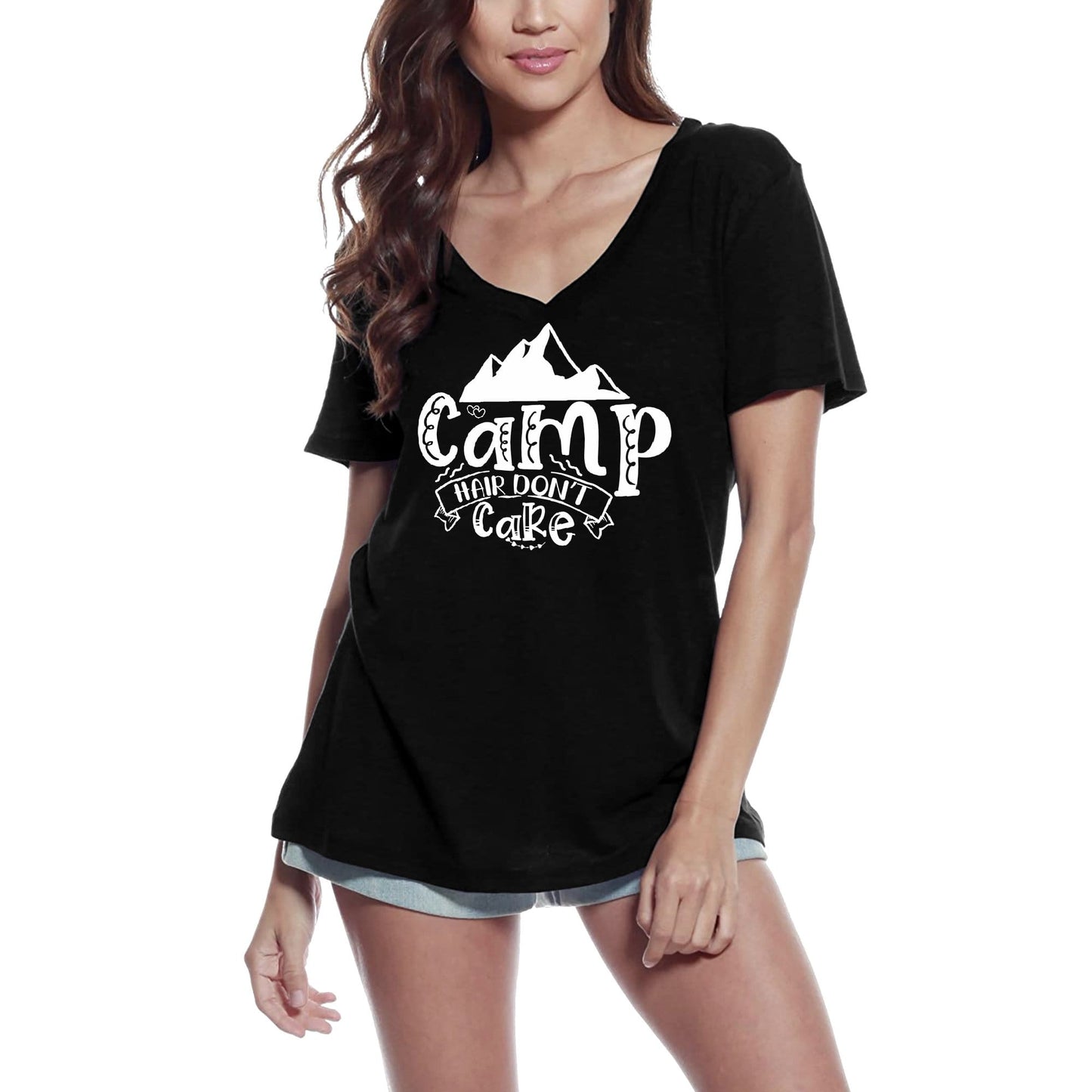 ULTRABASIC Women's T-Shirt Camp Hair Don't Care - Funny Camp Tee Shirt
