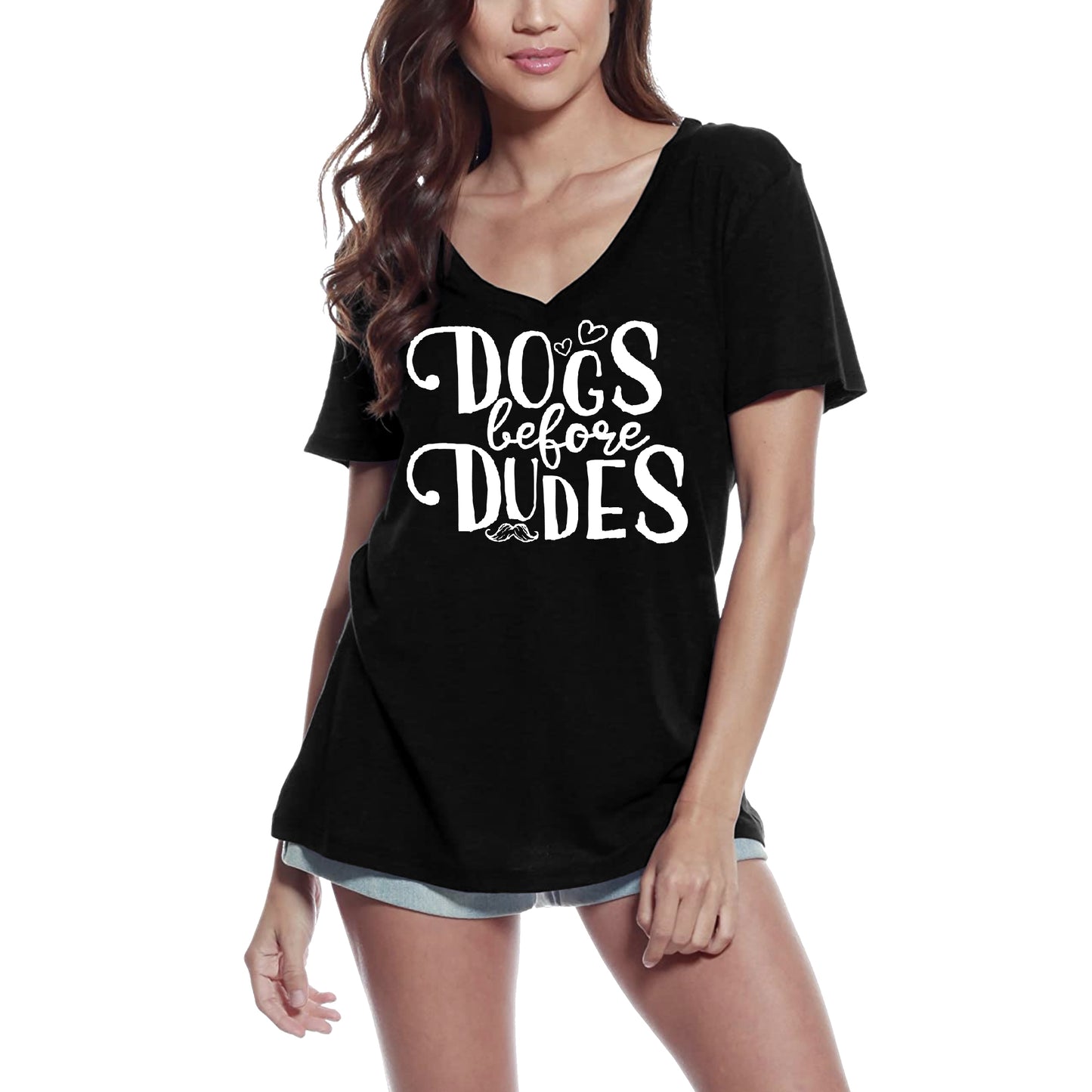 ULTRABASIC Women's T-Shirt Dogs Before Dudes - Funny Short Sleeve Tee Shirt Tops