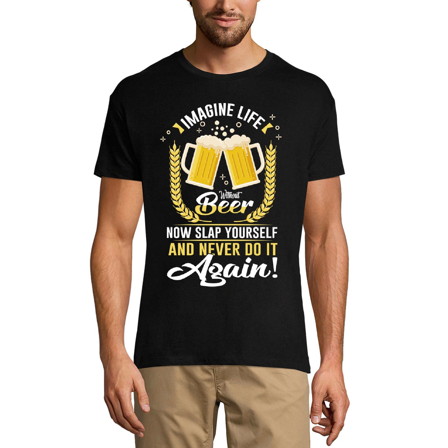 ULTRABASIC Men's T-Shirt Imagine Life Without Beer - Funny Slogan Saying Humor Tee Shirt