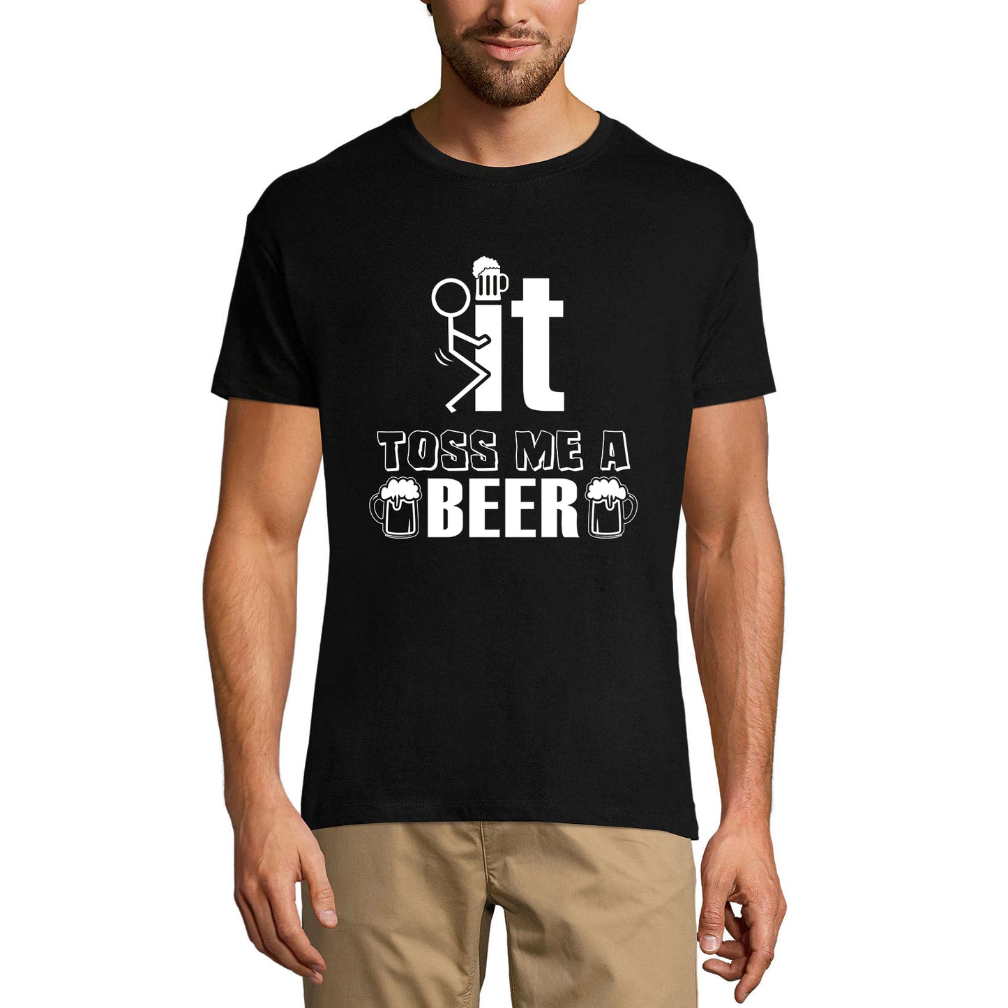 ULTRABASIC Men's Funny T-Shirt Toss Me a Beer - Saying Beer Lover Tee Shirt