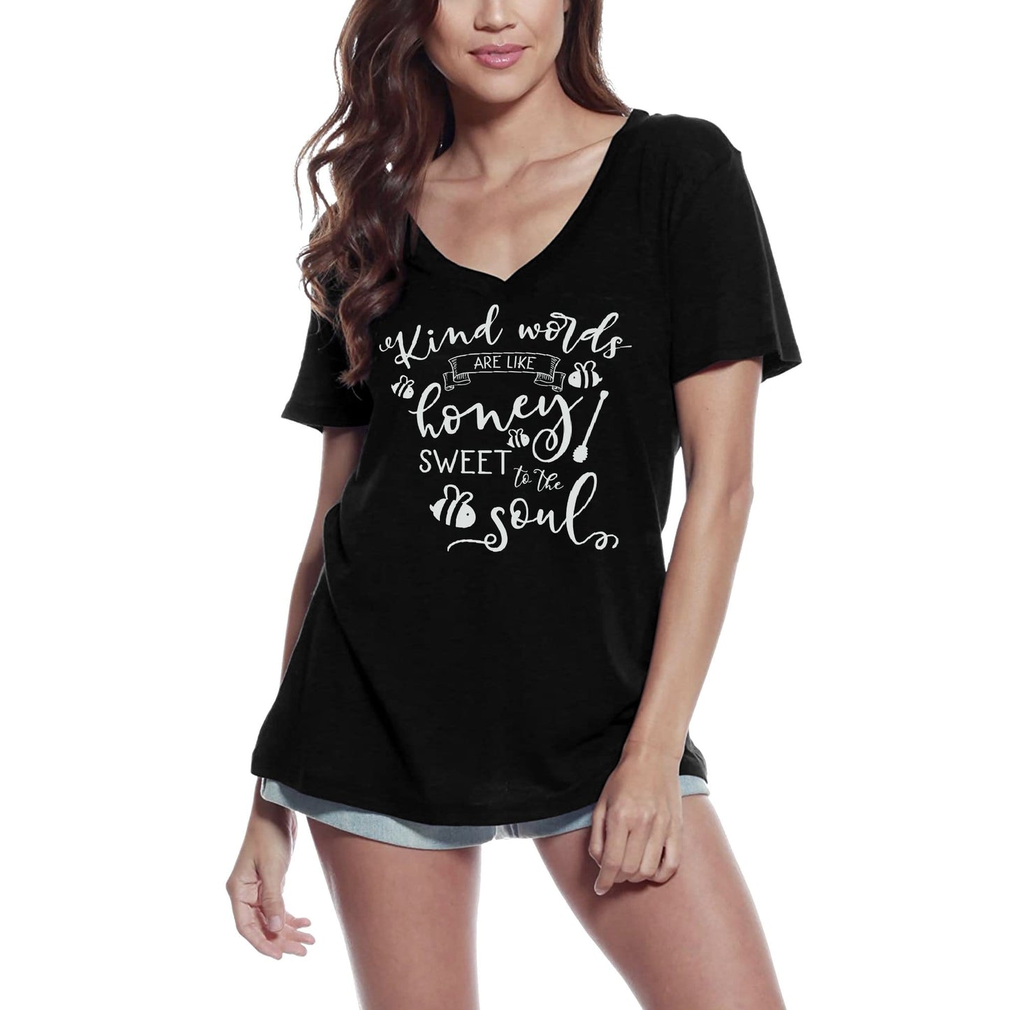 ULTRABASIC Women's T-Shirt Kind Words are Like Honey - Short Sleeve Tee Shirt Tops