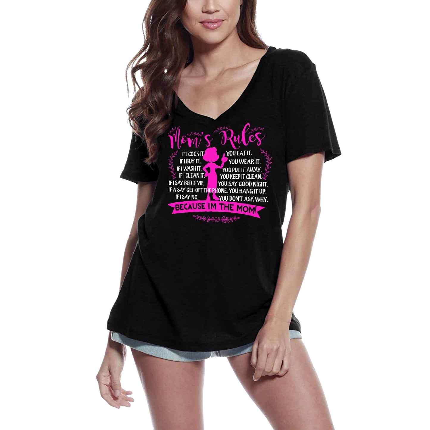 ULTRABASIC Women's Novelty T-Shirt Mom's Rules - Mother's Day Tee Shirt Tops