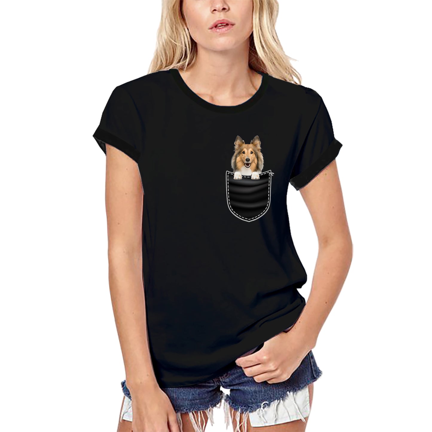 ULTRABASIC Graphic Women's T-Shirt Rough Collie - Cute Dog In Your Pocket