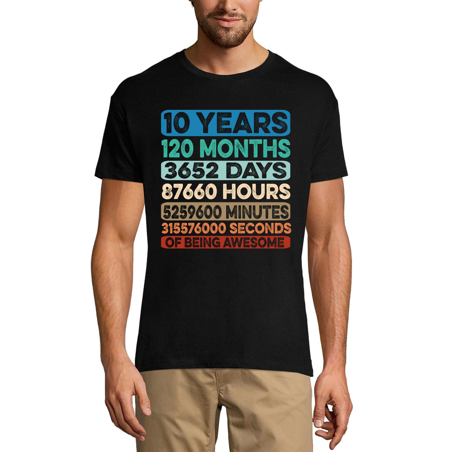 ULTRABASIC Men's Vintage T-Shirt 10 Years of Being Awesome - Funny 10th Birthday Tee Shirt