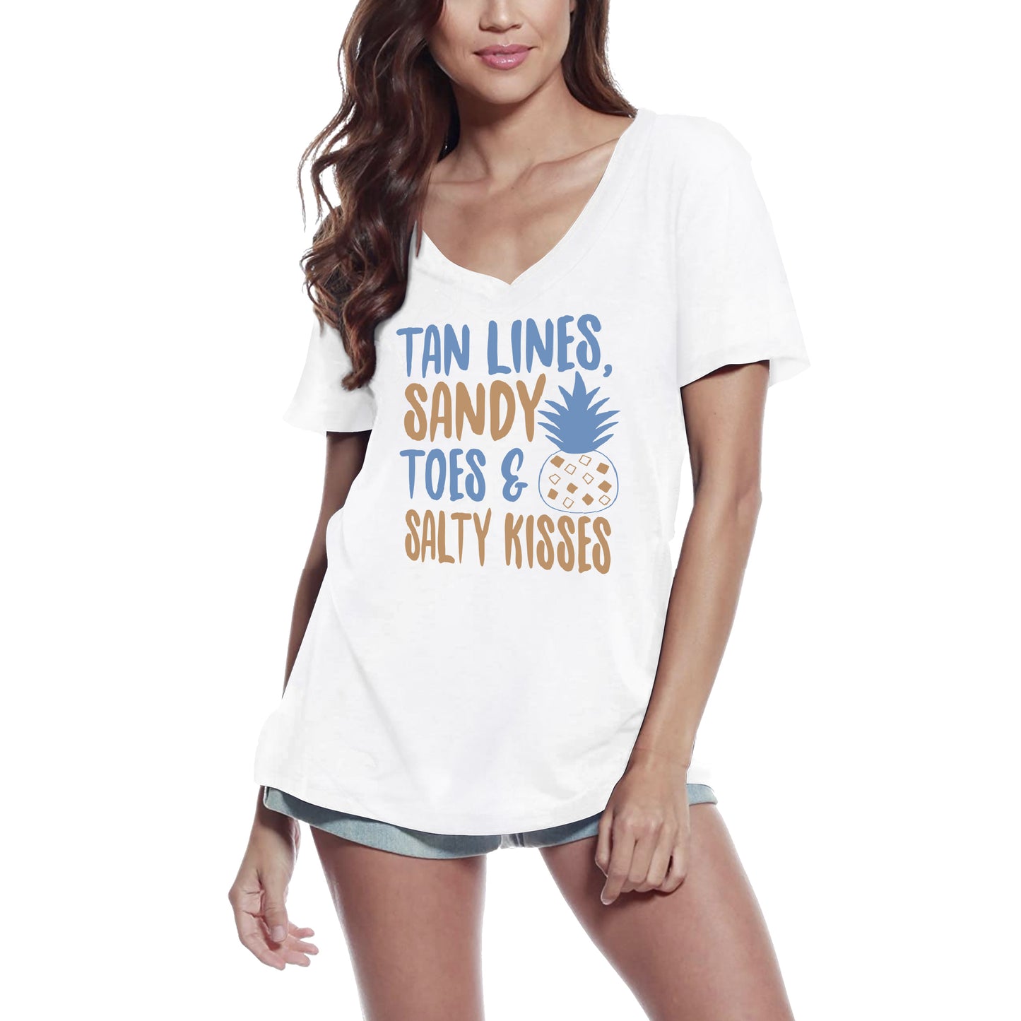 ULTRABASIC Women's T-Shirt Tan Lines Sandy Toes and Salty Kisses - Short Sleeve Tee Shirt Tops