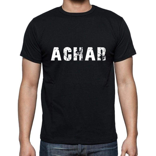 Achar Mens Short Sleeve Round Neck T-Shirt 5 Letters Black Word 00006 - Casual