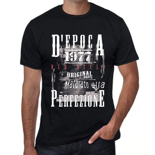 Aged To Perfection Italian 1977 Black Mens Short Sleeve Round Neck T-Shirt Gift T-Shirt 00355 - Black / Xs - Casual