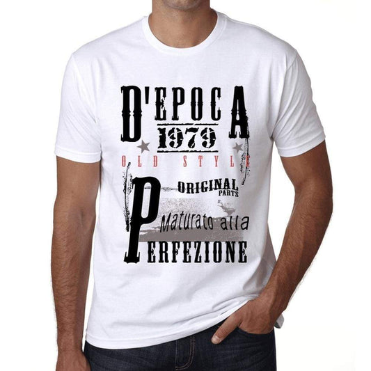 Aged To Perfection Italian 1979 White Mens Short Sleeve Round Neck T-Shirt Gift T-Shirt 00357 - White / Xs - Casual