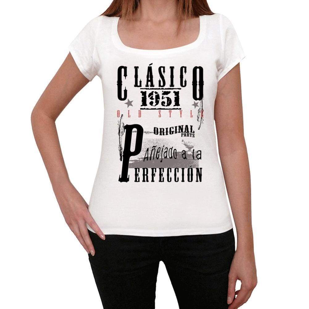 Aged To Perfection, Spanish, 1951, White, Women's Short Sleeve Round Neck T-shirt, gift t-shirt 00360 - Ultrabasic