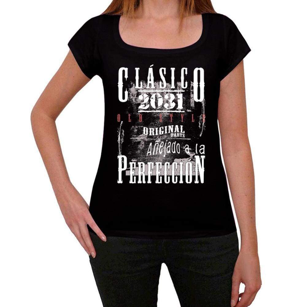 Aged To Perfection, Spanish, 2031, Black, Women's Short Sleeve Round Neck T-shirt, gift t-shirt 00358 - Ultrabasic