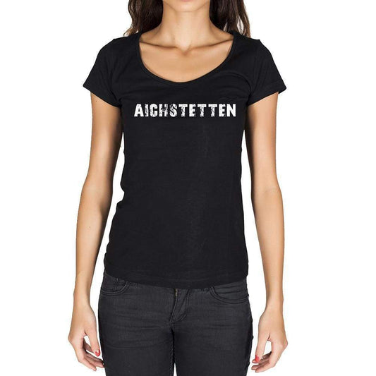 Aichstetten German Cities Black Womens Short Sleeve Round Neck T-Shirt 00002 - Casual