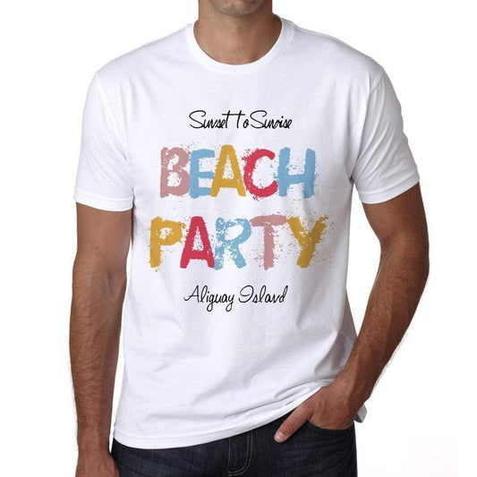 Aliguay Island Beach Party White Mens Short Sleeve Round Neck T-Shirt 00279 - White / S - Casual