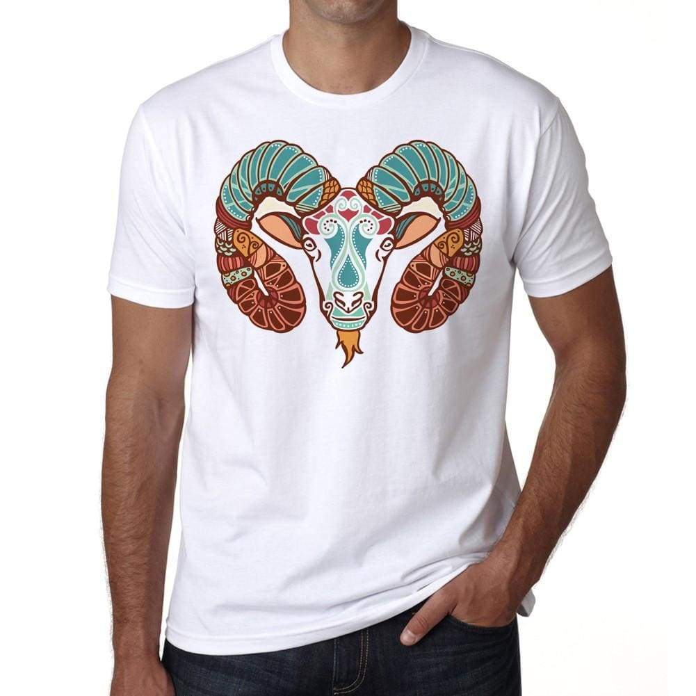 Aries Zodiac Sign Mens White Tee 100% Cotton 00213