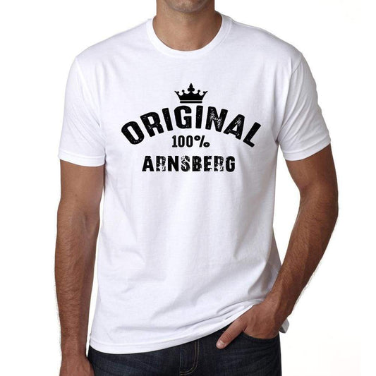 Arnsberg 100% German City White Mens Short Sleeve Round Neck T-Shirt 00001 - Casual