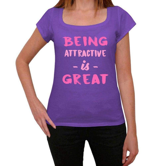 Attractive Being Great Purple Womens Short Sleeve Round Neck T-Shirt Gift T-Shirt 00336 - Purple / Xs - Casual