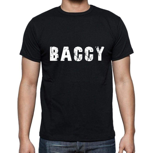 Baccy Mens Short Sleeve Round Neck T-Shirt 5 Letters Black Word 00006 - Casual