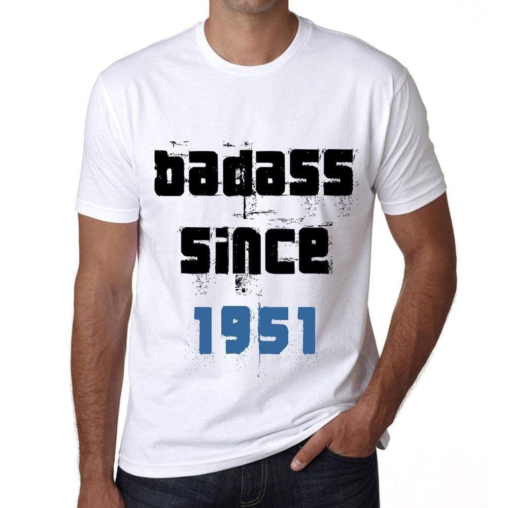 Badass Since 1951 <span>Men's</span> T-shirt White Birthday Gift 00429 - ULTRABASIC