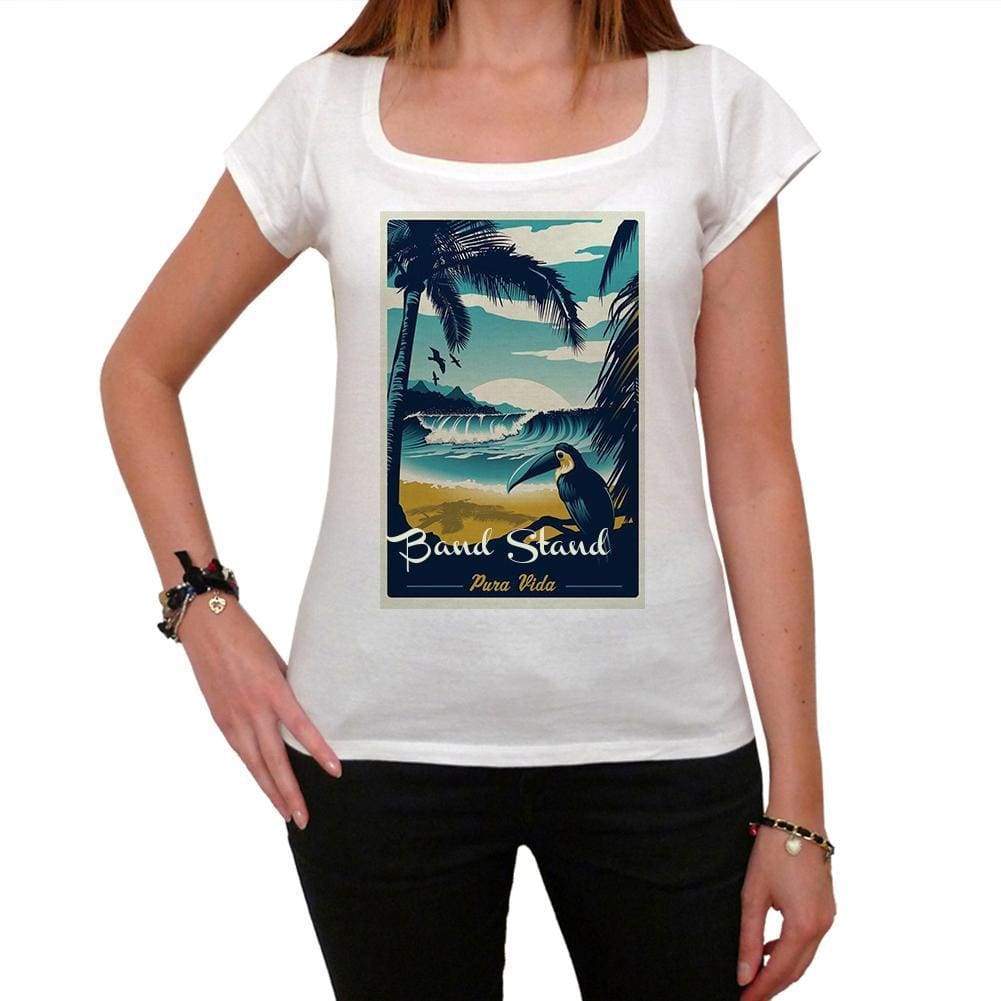 Band Stand Pura Vida Beach Name White Womens Short Sleeve Round Neck T-Shirt 00297 - White / Xs - Casual