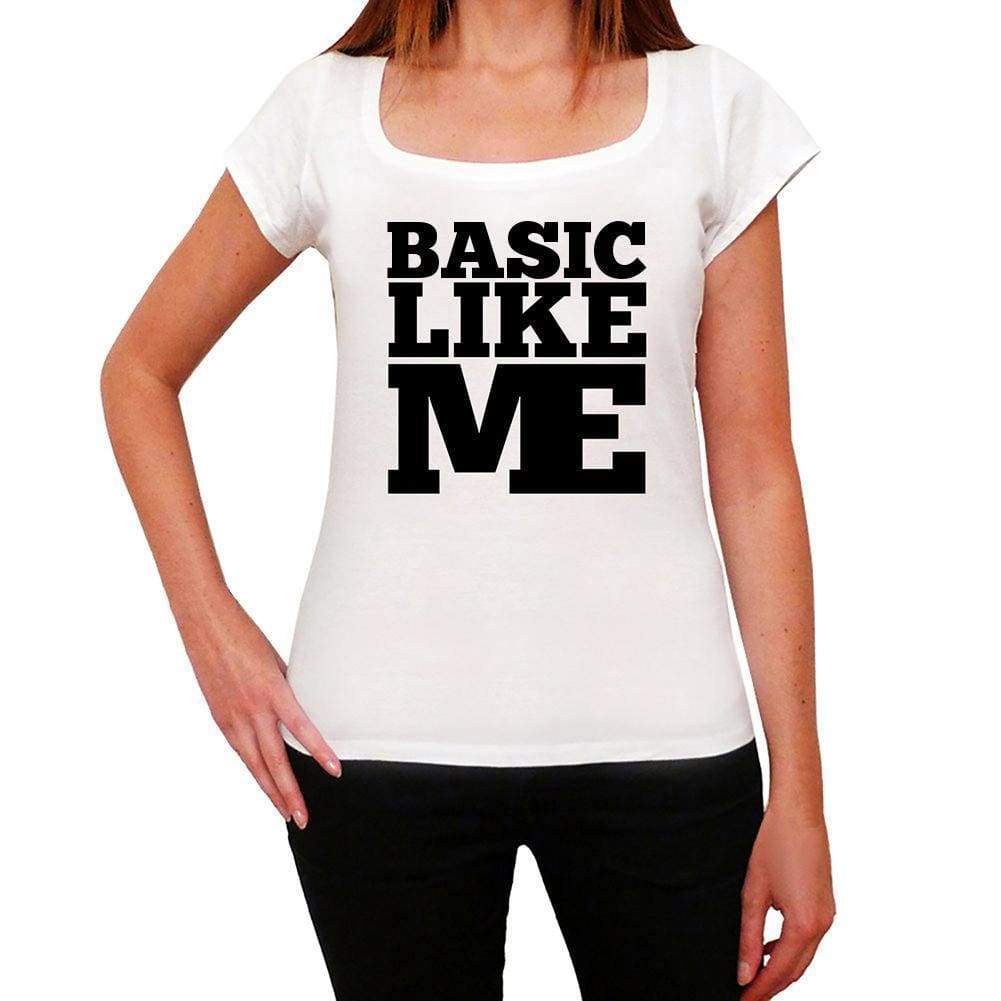 Basic Like Me White Womens Short Sleeve Round Neck T-Shirt 00056 - White / Xs - Casual