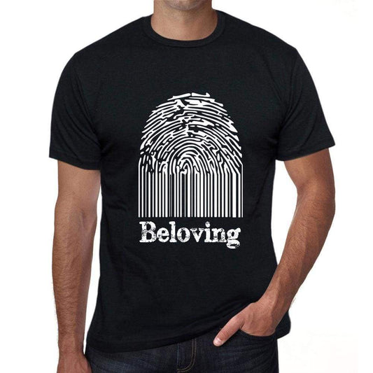 Beloving Fingerprint Black Mens Short Sleeve Round Neck T-Shirt Gift T-Shirt 00308 - Black / S - Casual