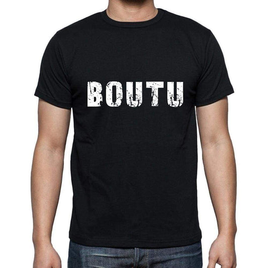 Boutu Mens Short Sleeve Round Neck T-Shirt 5 Letters Black Word 00006 - Casual