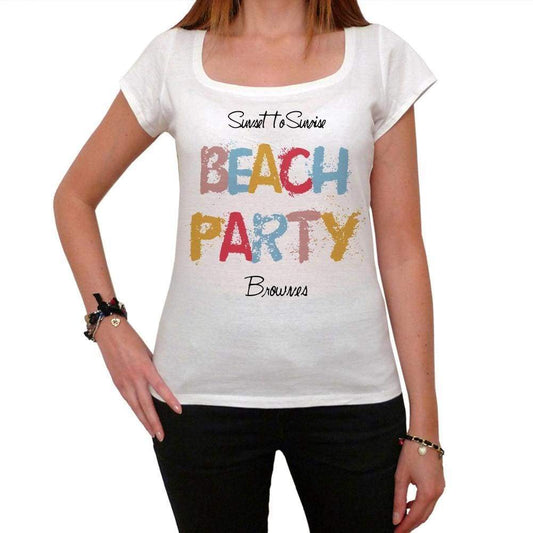 Brownes Beach Party White Womens Short Sleeve Round Neck T-Shirt 00276 - White / Xs - Casual
