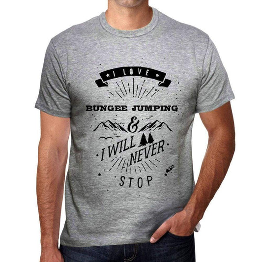 Bungee Jumping I Love Extreme Sport Grey Mens Short Sleeve Round Neck T-Shirt 00293 - Grey / S - Casual