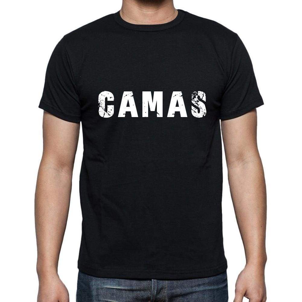 Camas Mens Short Sleeve Round Neck T-Shirt 5 Letters Black Word 00006 - Casual