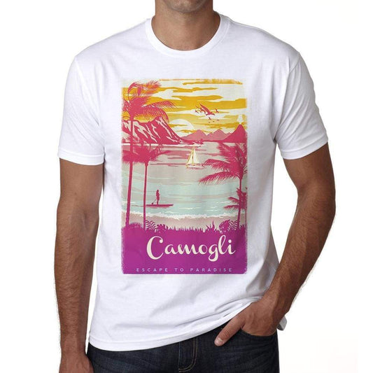 Camogli Escape To Paradise White Mens Short Sleeve Round Neck T-Shirt 00281 - White / S - Casual