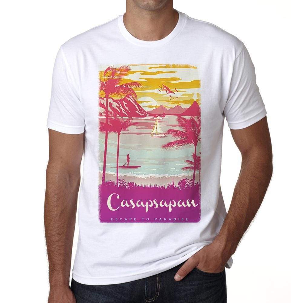 Casapsapan Escape To Paradise White Mens Short Sleeve Round Neck T-Shirt 00281 - White / S - Casual