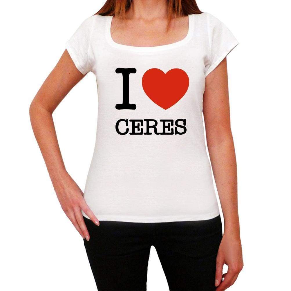 Ceres I Love Citys White Womens Short Sleeve Round Neck T-Shirt 00012 - White / Xs - Casual